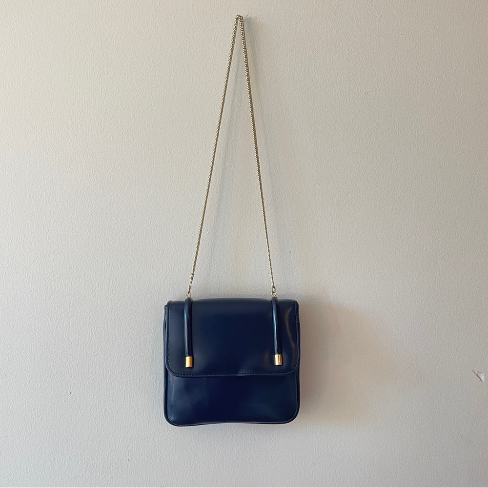 Vintage 1950s Walborg Blue Patent Vinyl Shoulder Bag